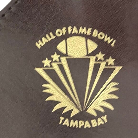 Document Bag Unisex Black Brown Faux Leather Hall Of Fame Bowl Organization Snap - Picture 8 of 8